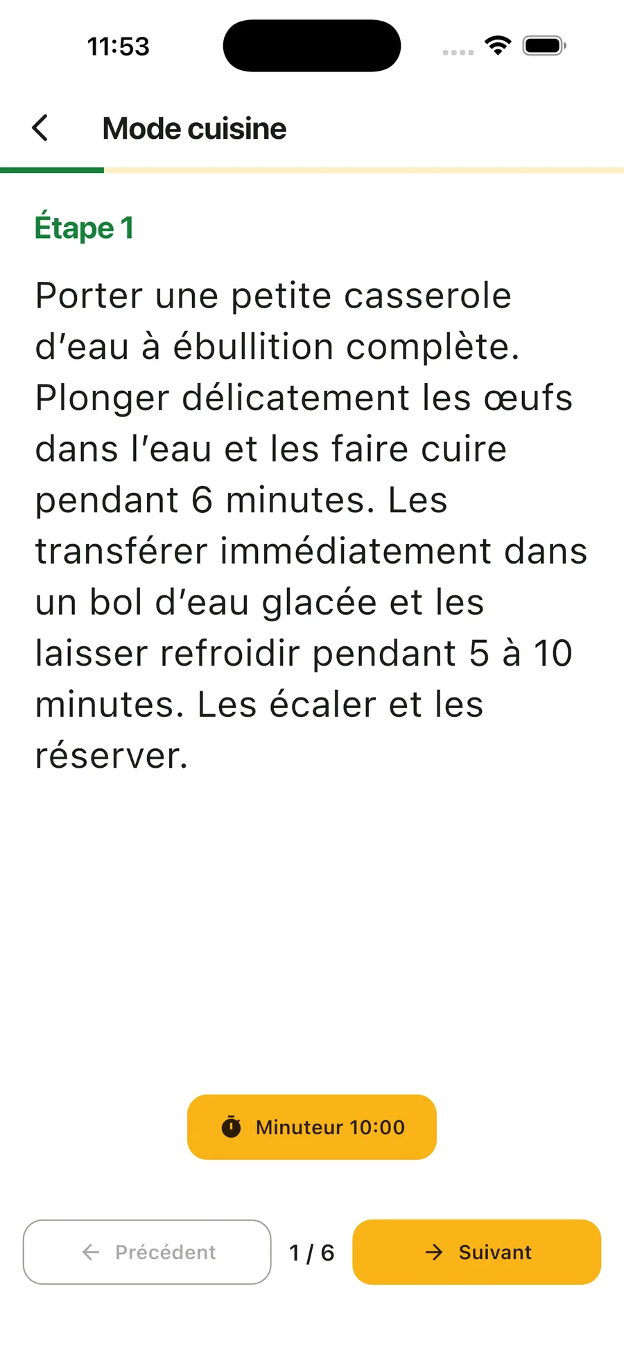 Le mode cuisine de Pomeli, une étape affichée en grand format