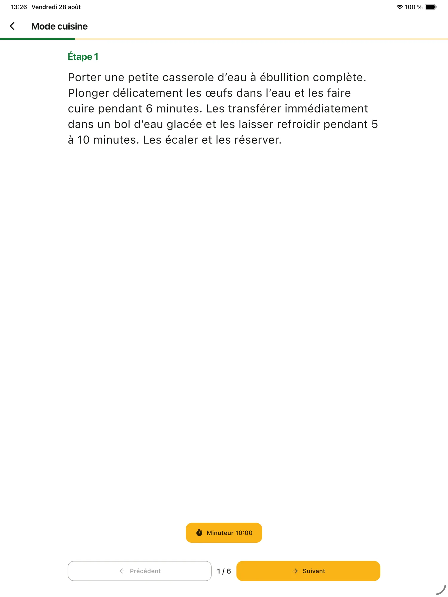 Le mode cuisine de Pomeli, une étape affichée en grand format